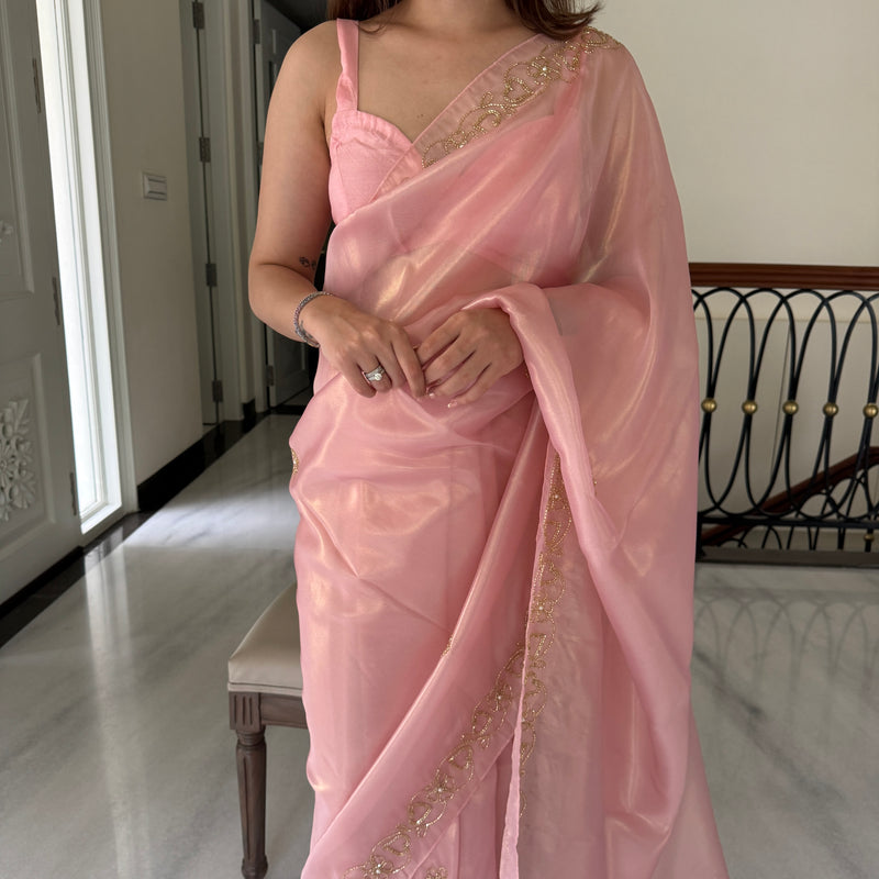 Petal Pink Shimmer Saree