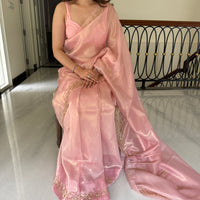 Petal Pink Shimmer Saree