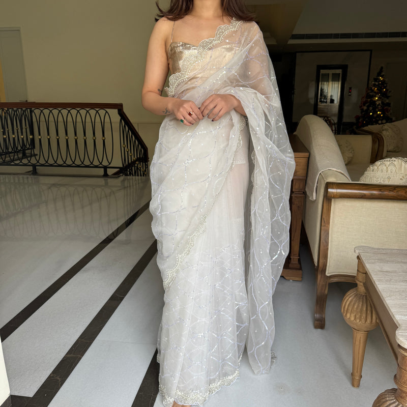 Cloud Drape Organza Saree