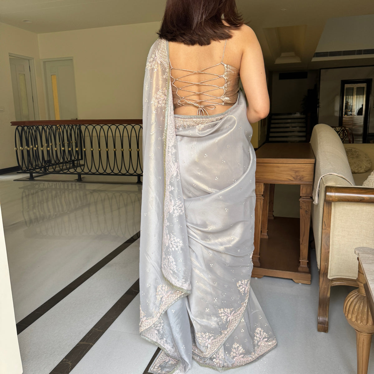 Dove Charm Organza Saree