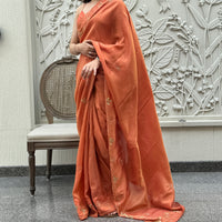 Bright Orange Tissue Saree