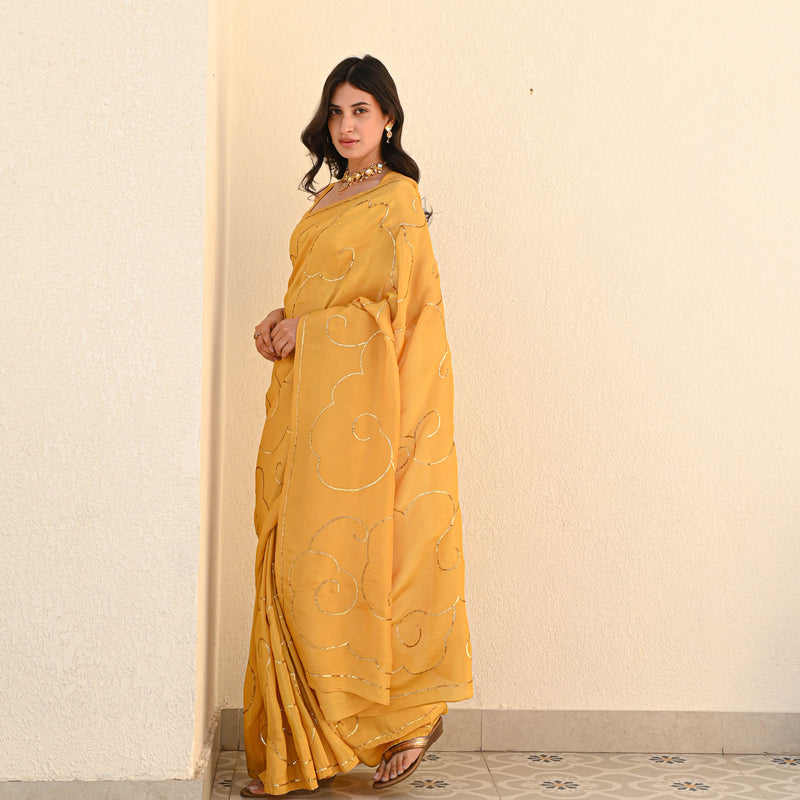 Yellow Tissue Silk Saree