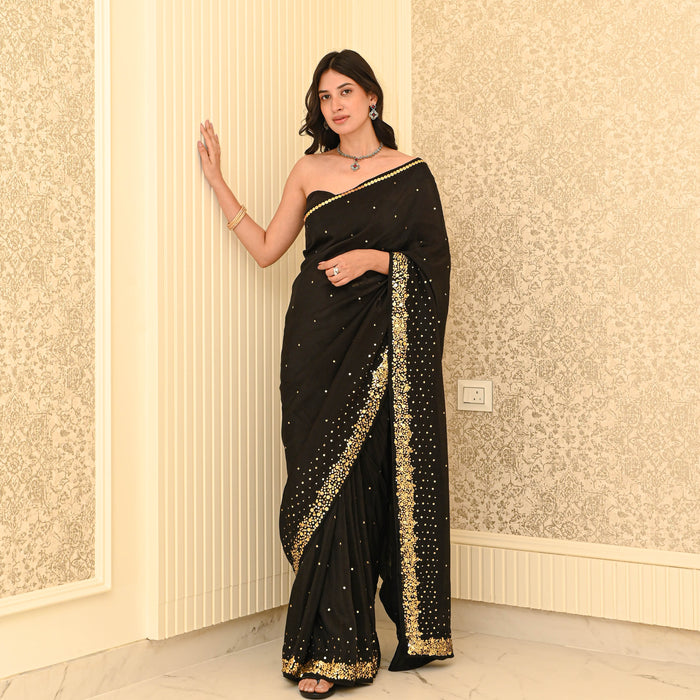 Charmed Black Organza Saree