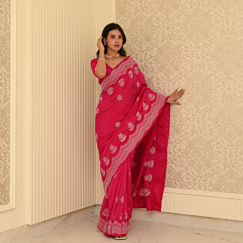 Celestial Pink Organza Saree