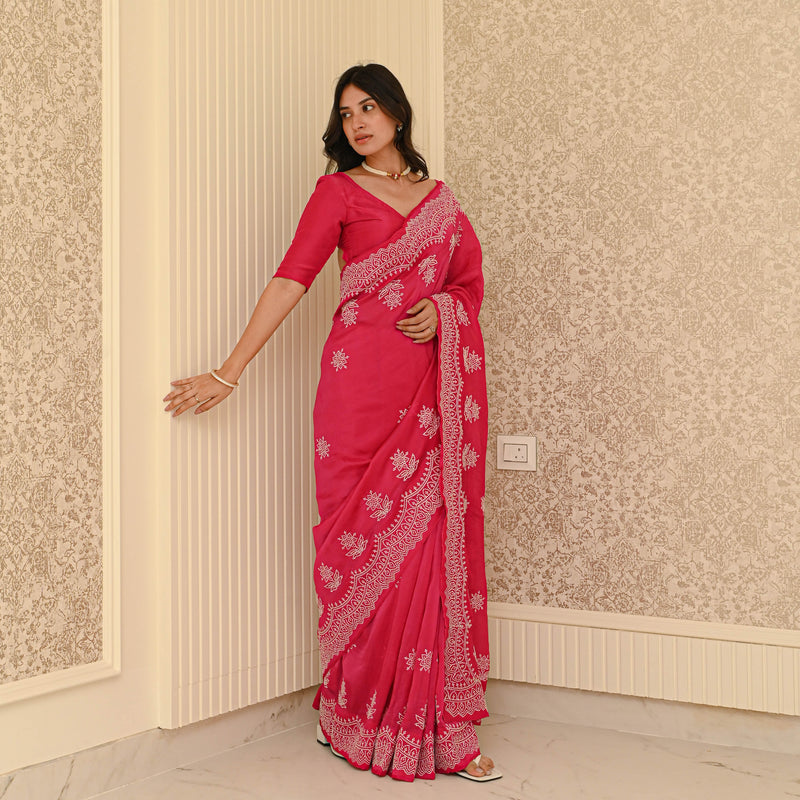 Celestial Pink Organza Saree