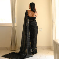 Black Pure Silk Organza Saree