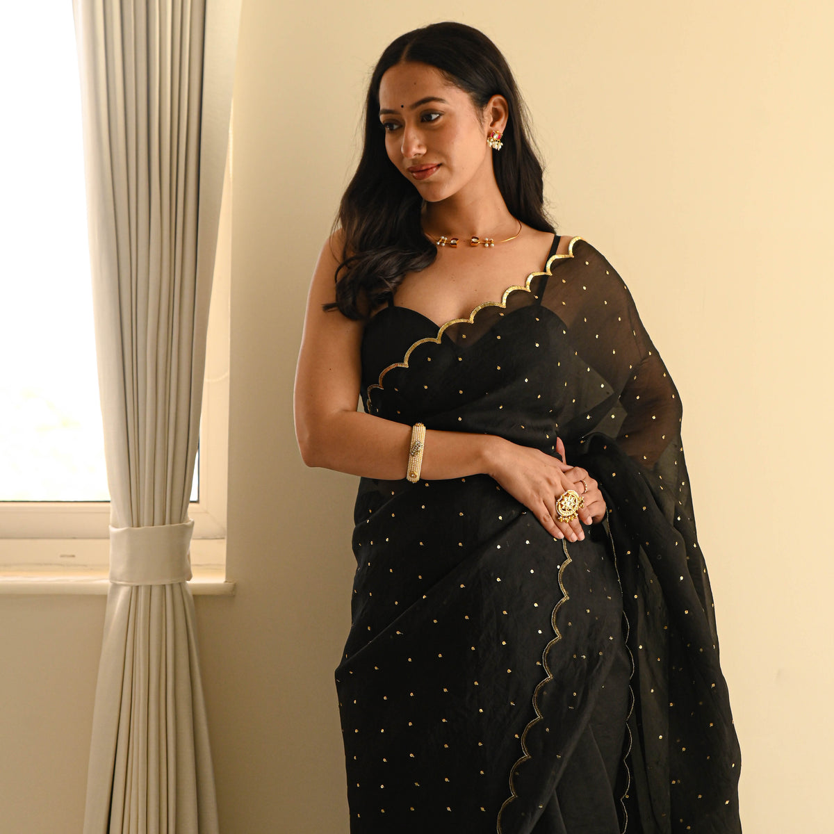 Black Pure Silk Organza Saree