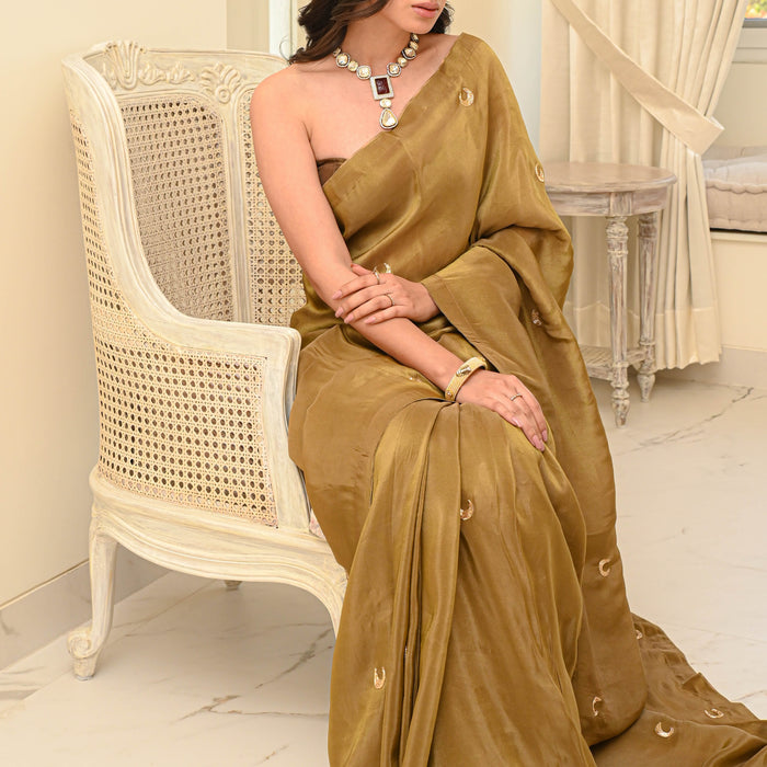 Brown Tissue Saree