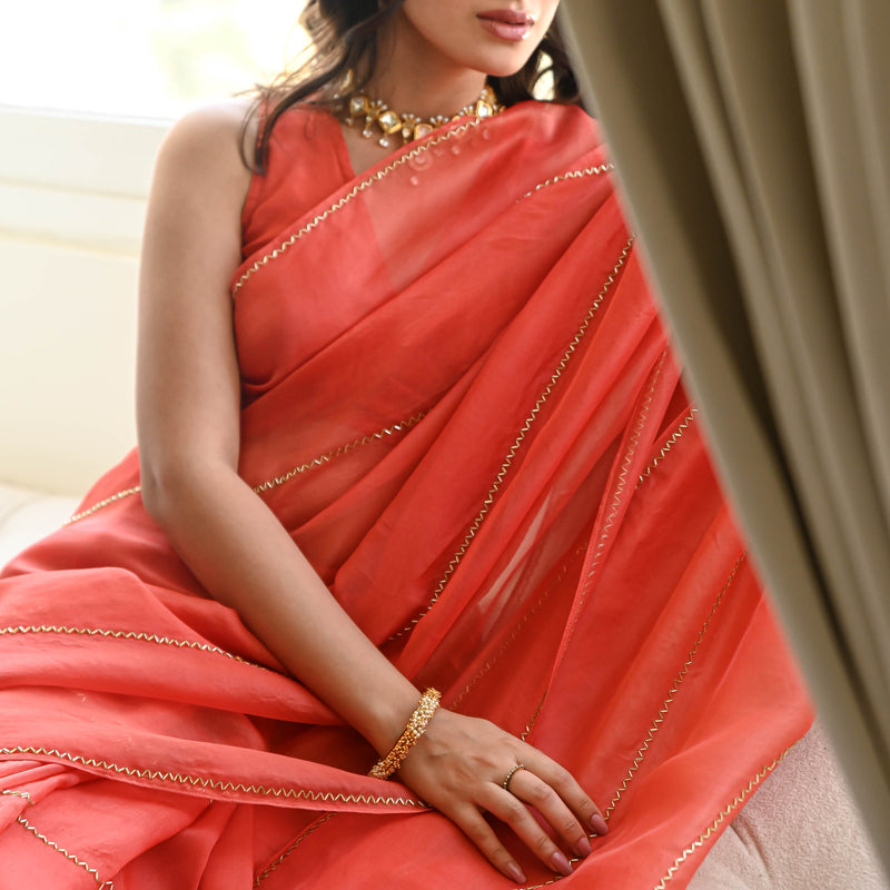 Orange Charm Organza Saree